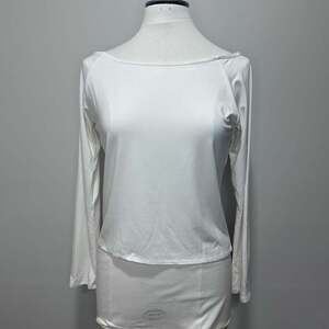 AMADI Ivory Boat Neck Long Sleeve Raglan Top, Sz L
